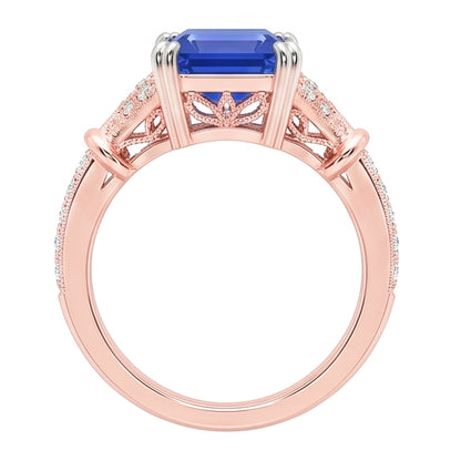 Natural Sapphire Ring 3ct - Two Tone 14K Gold