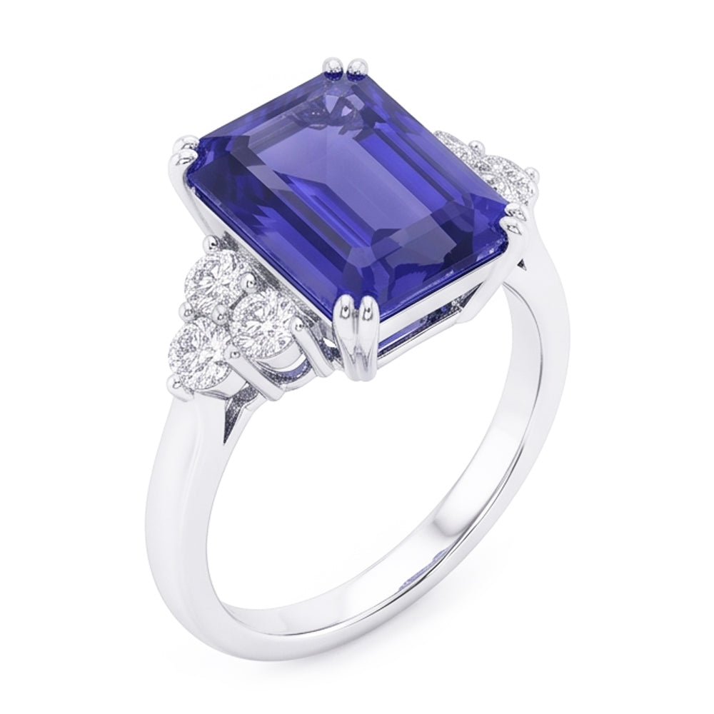 Natural Sapphire Ring 3ct - White Gold 14K
