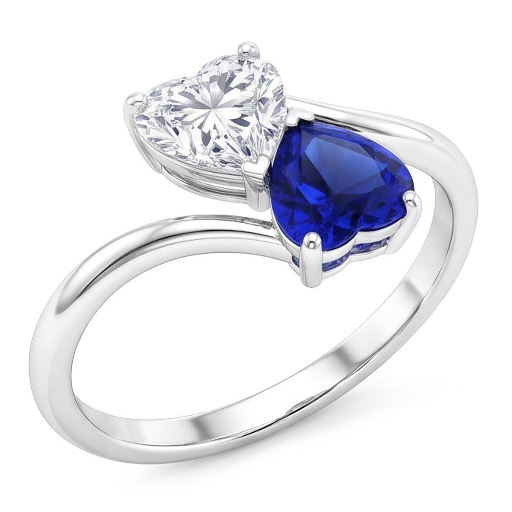 Natural Sapphire Ring 3ct - White Gold 14K
