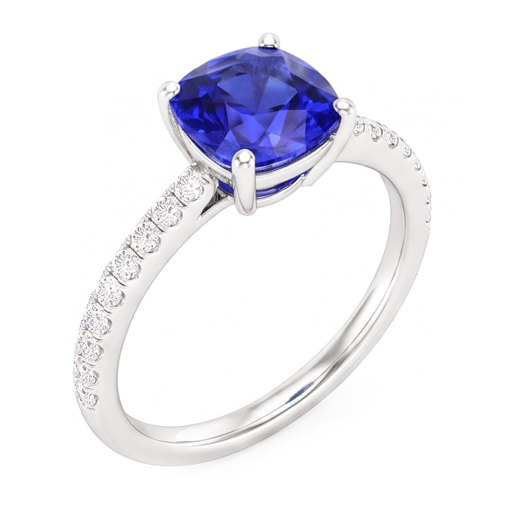Natural Sapphire Ring 3ct - White Gold 14K
