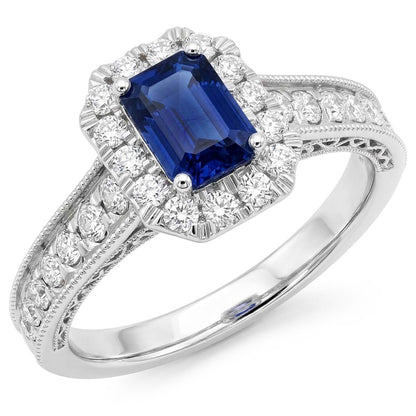 Natural Sapphire Ring 3ct - White Gold 14K