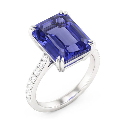 Natural Sapphire Ring 3ct - White Gold 14K
