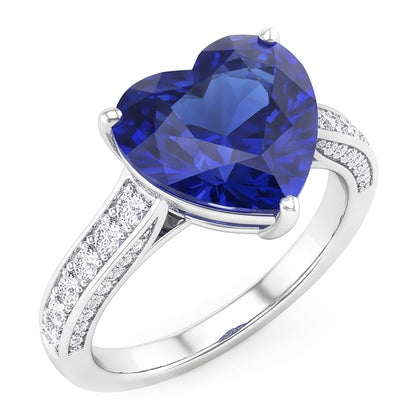 Natural Sapphire Ring 3ct - White Gold 14K