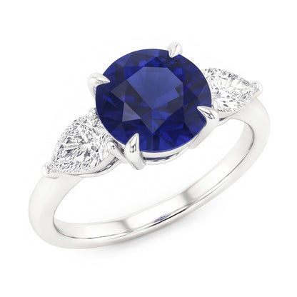 Natural Sapphire Ring 3ct - White Gold 14K
