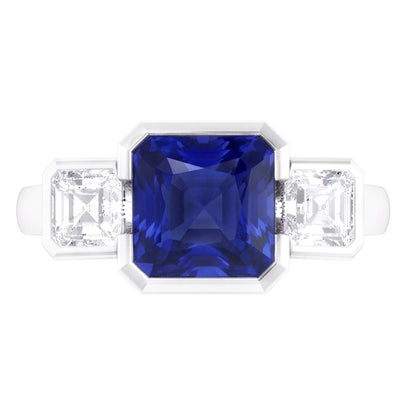 Natural Sapphire Ring 3ct - White Gold 14K