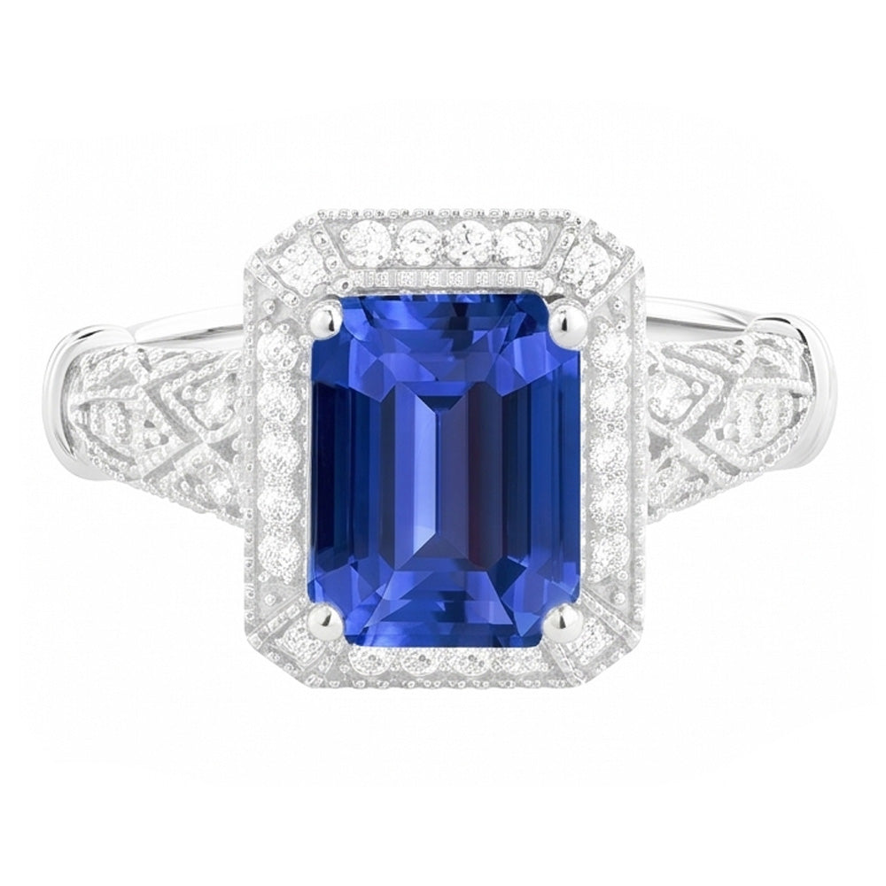 Natural Sapphire Ring 3ct - White Gold 14K