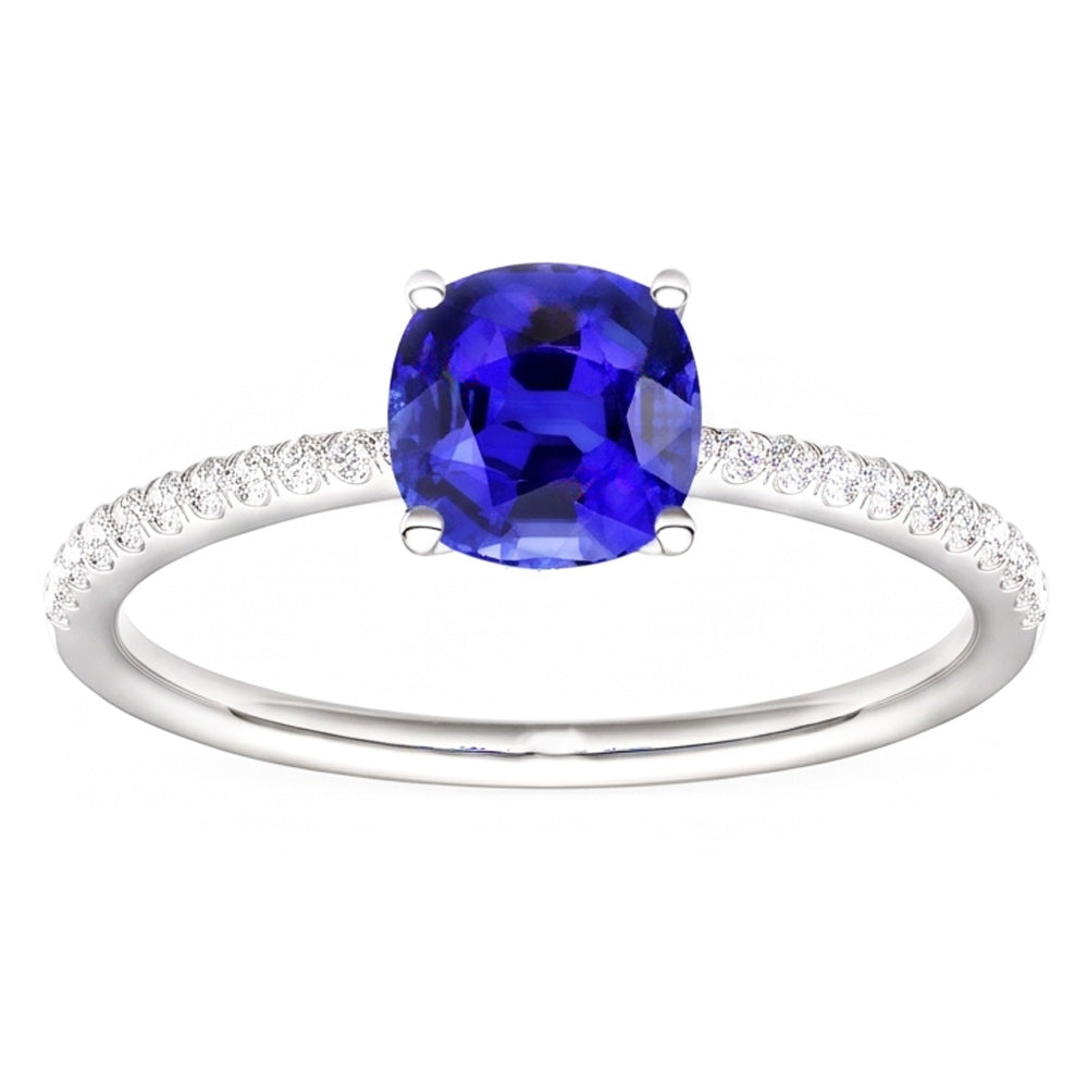 Natural Sapphire Ring 3ct - White Gold 14K
