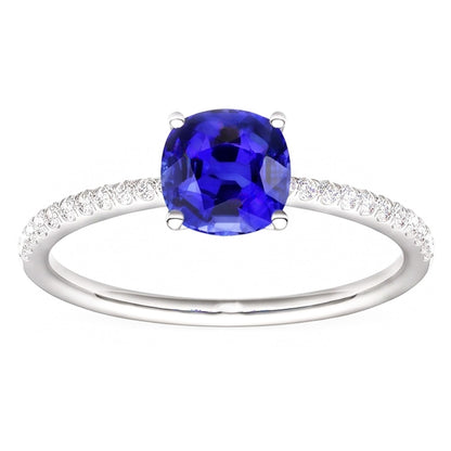Natural Sapphire Ring 3ct - White Gold 14K