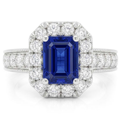 Natural Sapphire Ring 3ct - White Gold 14K