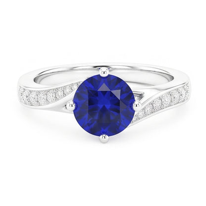 Natural Sapphire Ring 3ct - White Gold 14K