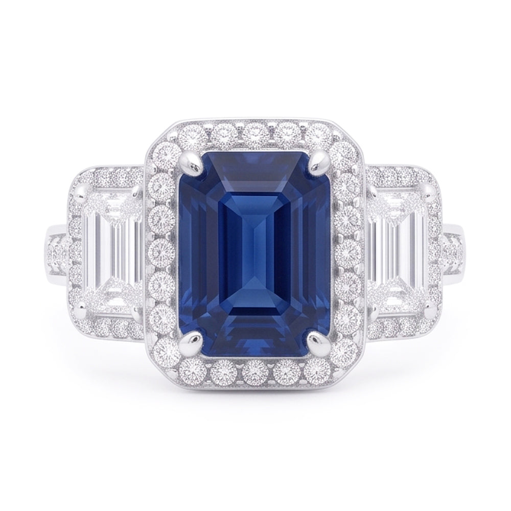 Natural Sapphire Ring 3ct - White Gold 14K