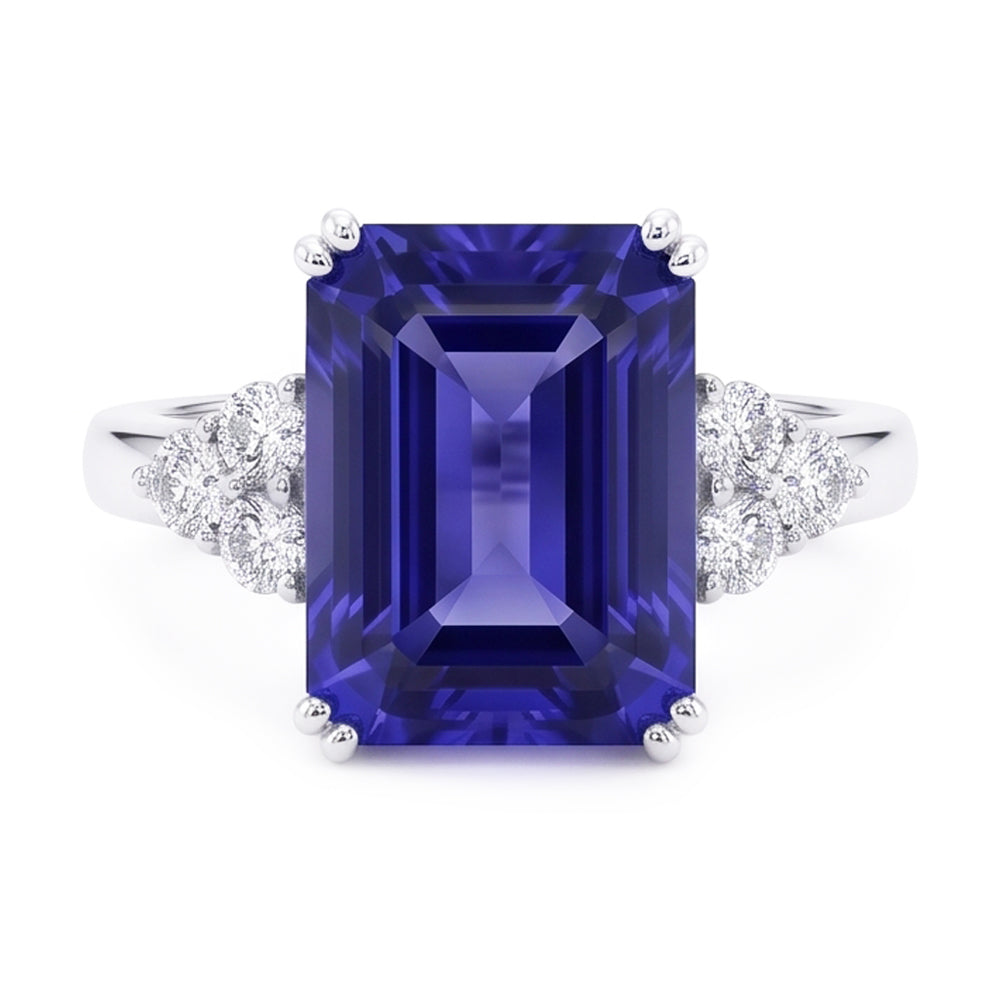 Natural Sapphire Ring 3ct - White Gold 14K