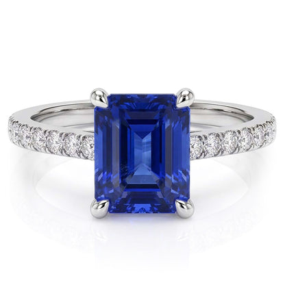 Natural Sapphire Ring 3ct - White Gold 14K
