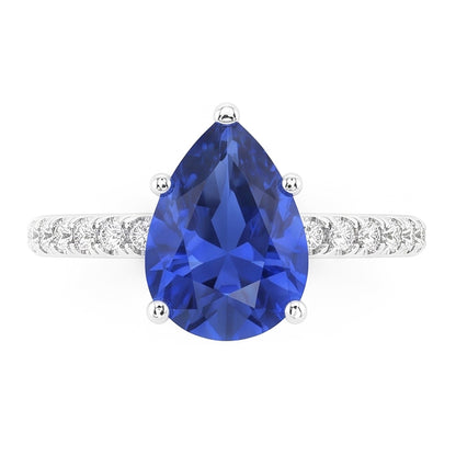 Natural Sapphire Ring 3ct - White Gold 14K
