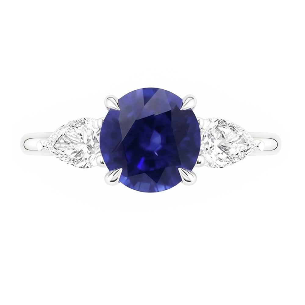 Natural Sapphire Ring 3ct - White Gold 14K