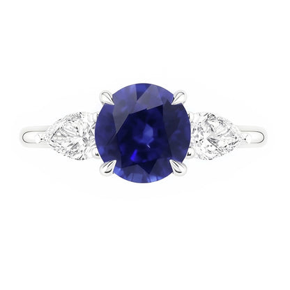 Natural Sapphire Ring 3ct - White Gold 14K