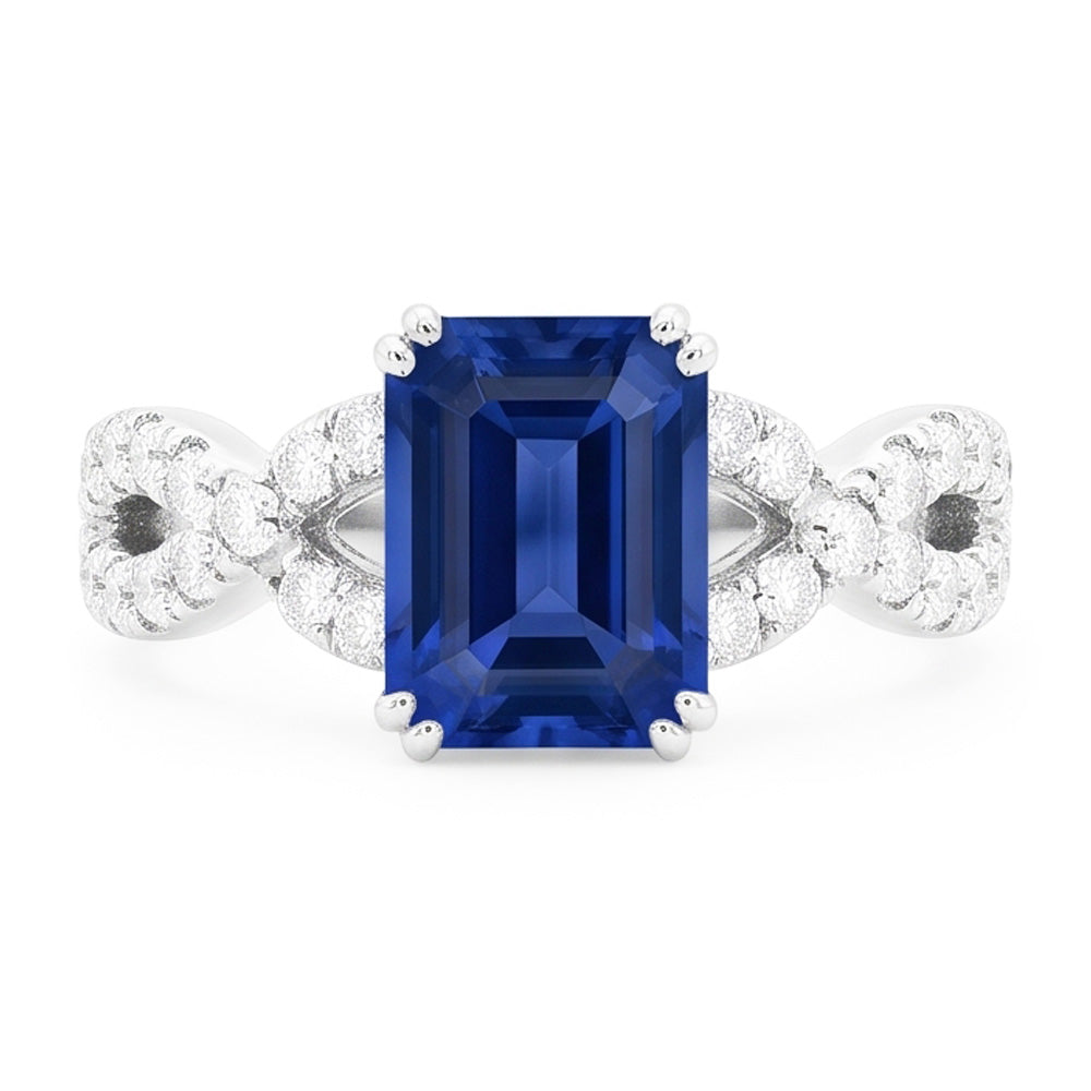 Natural Sapphire Ring 3ct - White Gold 14K