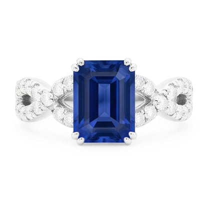 Natural Sapphire Ring 3ct - White Gold 14K