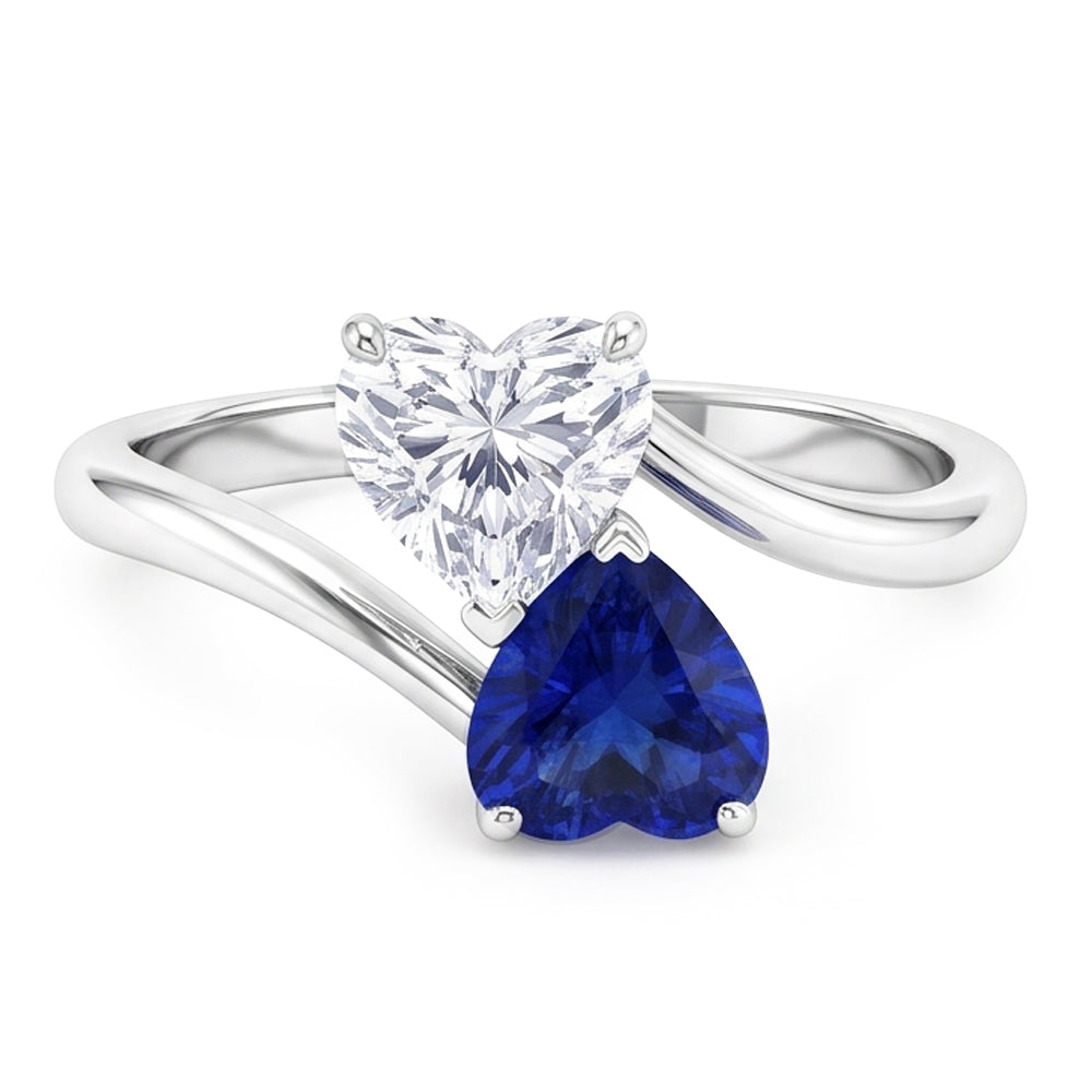 Natural Sapphire Ring 3ct - White Gold 14K