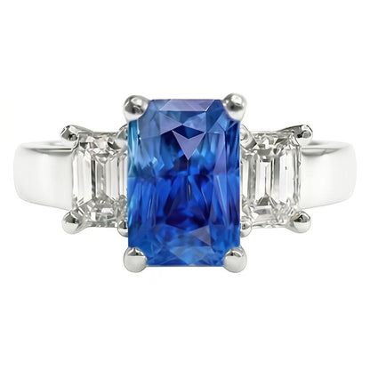 Natural Sapphire Ring 3ct - White Gold 14K