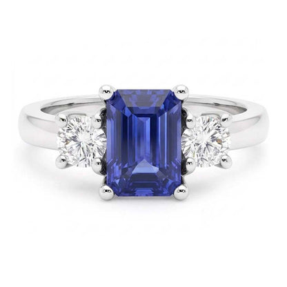 Natural Sapphire Ring 3ct - White Gold 14K
