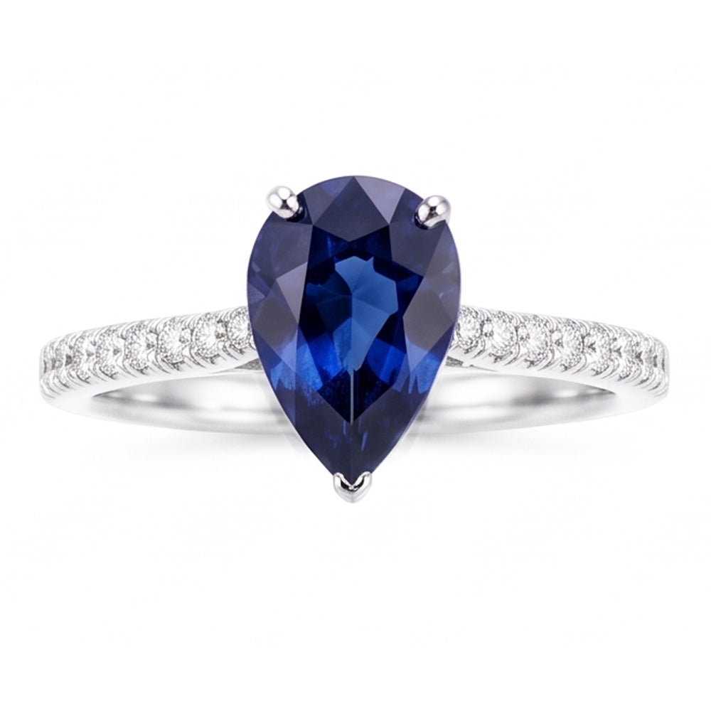 Natural Sapphire Ring 3ct - White Gold 14K