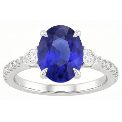 Natural Sapphire Ring 3ct - White Gold 14K
