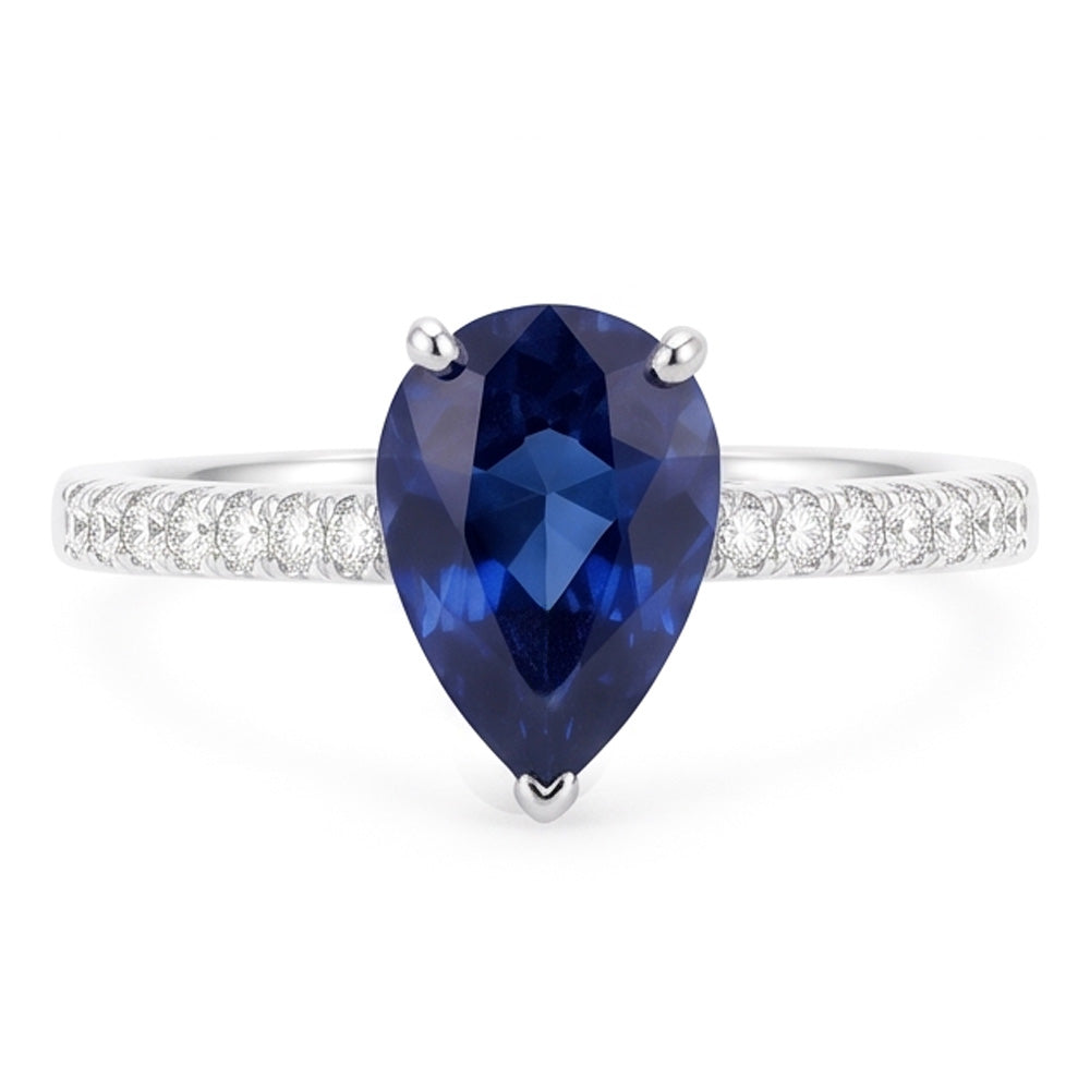 Natural Sapphire Ring 3ct - White Gold 14K