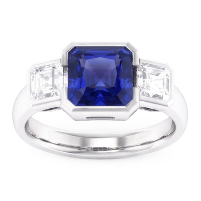 Natural Sapphire Ring 3ct - White Gold 14K