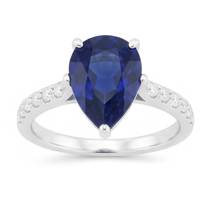 Natural Sapphire Ring 3ct - White Gold 14K