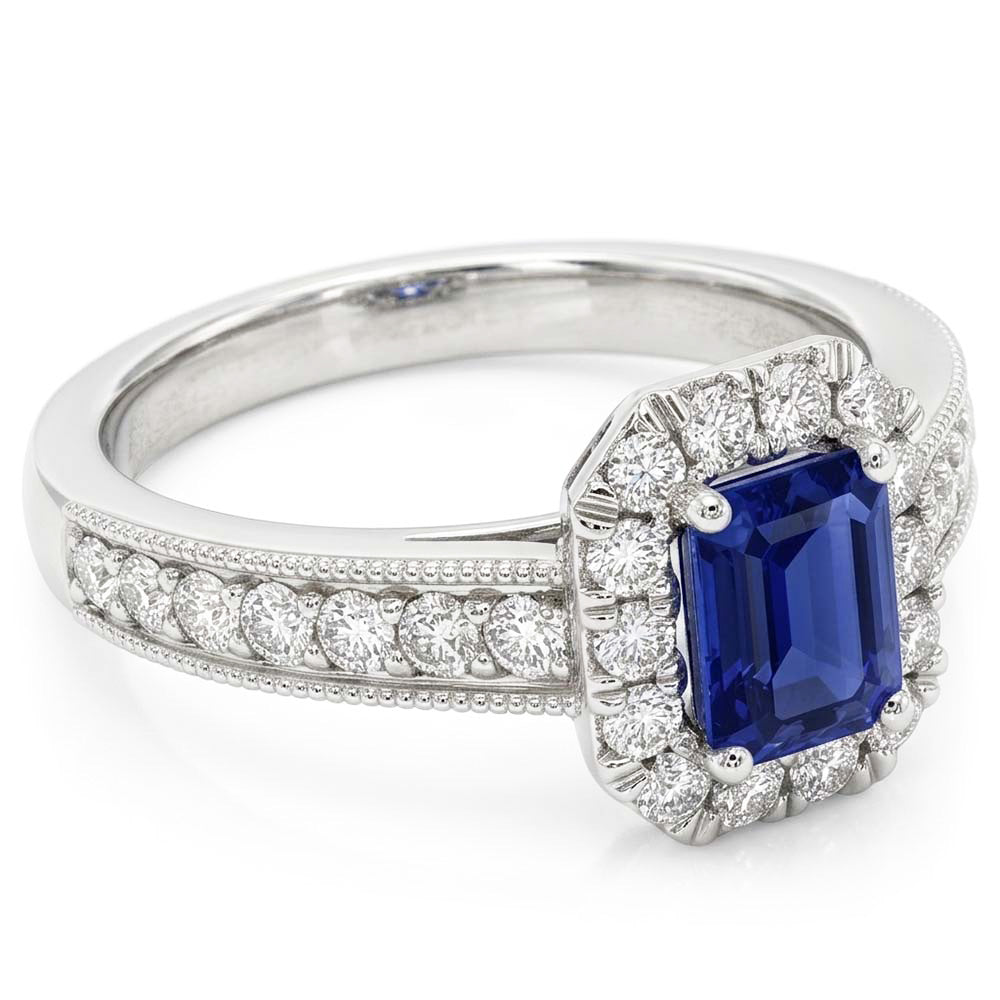 Natural Sapphire Ring 3ct - White Gold 14K