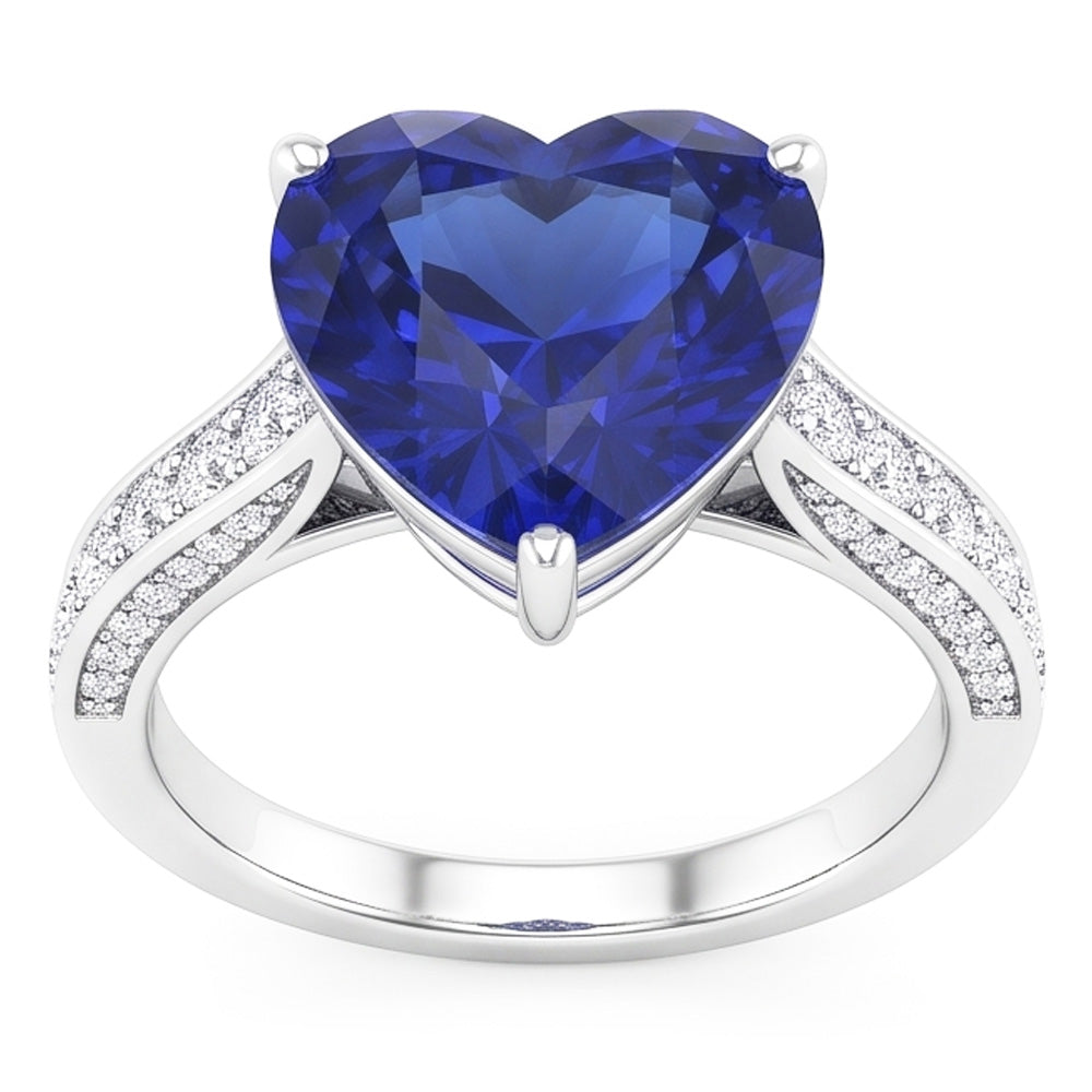 Natural Sapphire Ring 3ct - White Gold 14K