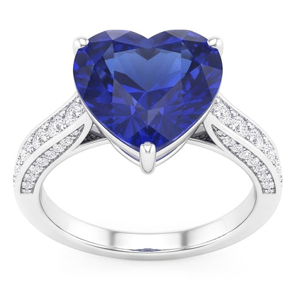 Natural Sapphire Ring 3ct - White Gold 14K