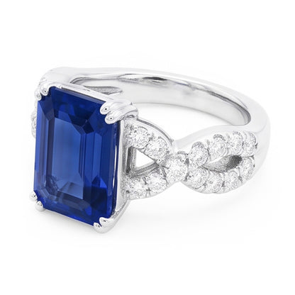 Natural Sapphire Ring 3ct - White Gold 14K