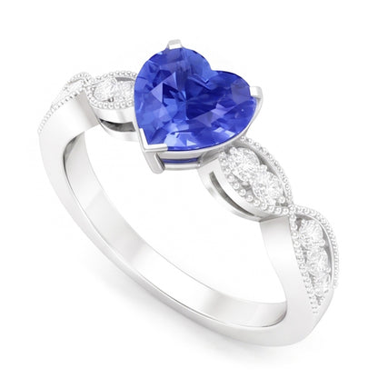 Natural Sapphire Ring 3ct - White Gold 14K