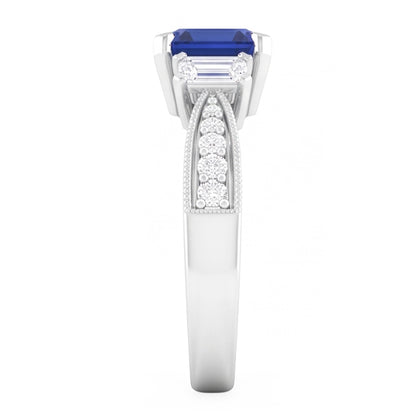 Natural Sapphire Ring 3ct - White Gold 14K
