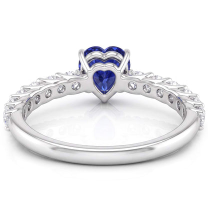 Natural Sapphire Ring 3ct - White Gold 14K