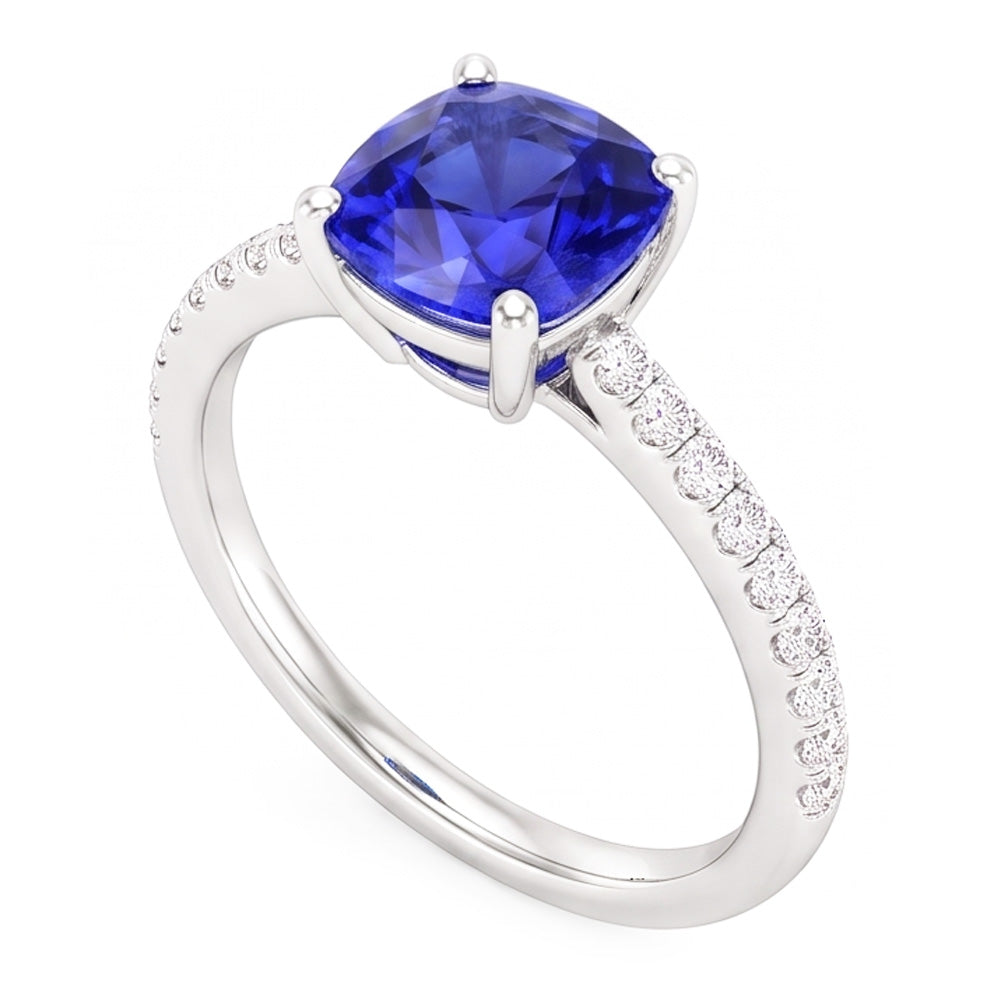 Natural Sapphire Ring 3ct - White Gold 14K