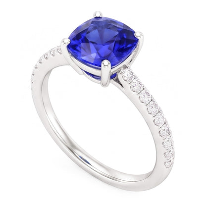 Natural Sapphire Ring 3ct - White Gold 14K