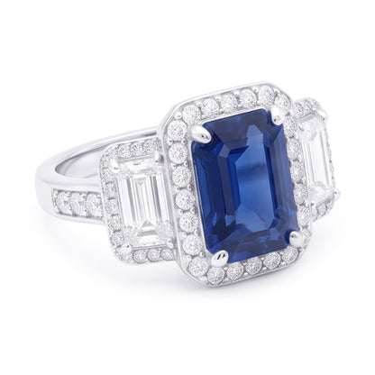 Natural Sapphire Ring 3ct - White Gold 14K