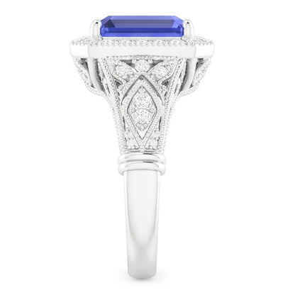 Natural Sapphire Ring 3ct - White Gold 14K
