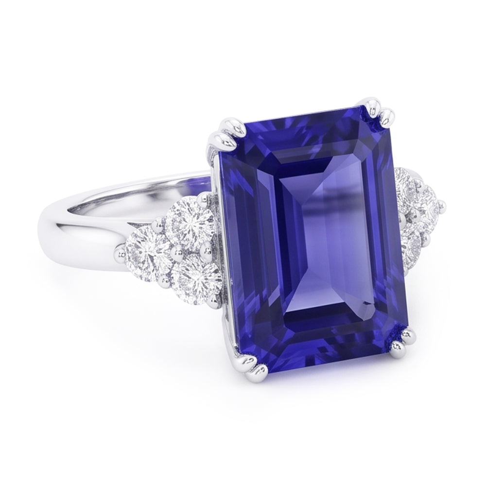 Natural Sapphire Ring 3ct - White Gold 14K