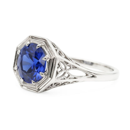 Natural Sapphire Ring 3ct - White Gold 14K