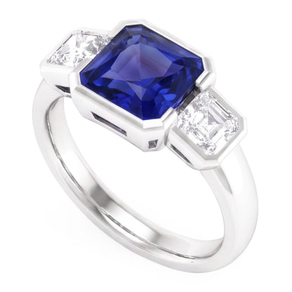 Natural Sapphire Ring 3ct - White Gold 14K