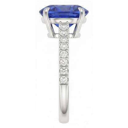 Natural Sapphire Ring 3ct - White Gold 14K