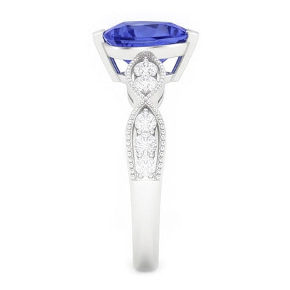 Natural Sapphire Ring 3ct - White Gold 14K