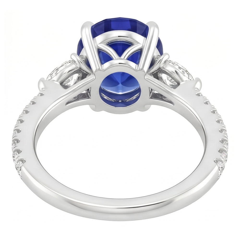Natural Sapphire Ring 3ct - White Gold 14K