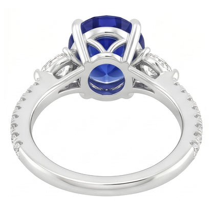 Natural Sapphire Ring 3ct - White Gold 14K