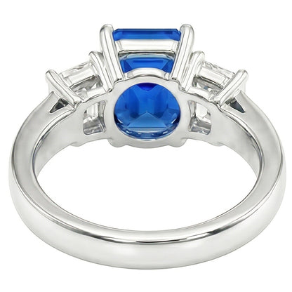 Natural Sapphire Ring 3ct - White Gold 14K