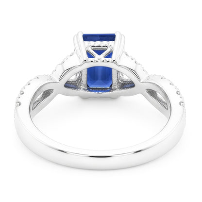 Natural Sapphire Ring 3ct - White Gold 14K
